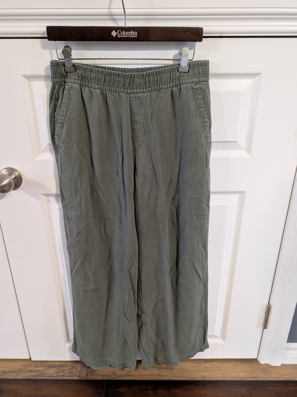 Old Navy Olive Green Elastic-Waist Linen Pants